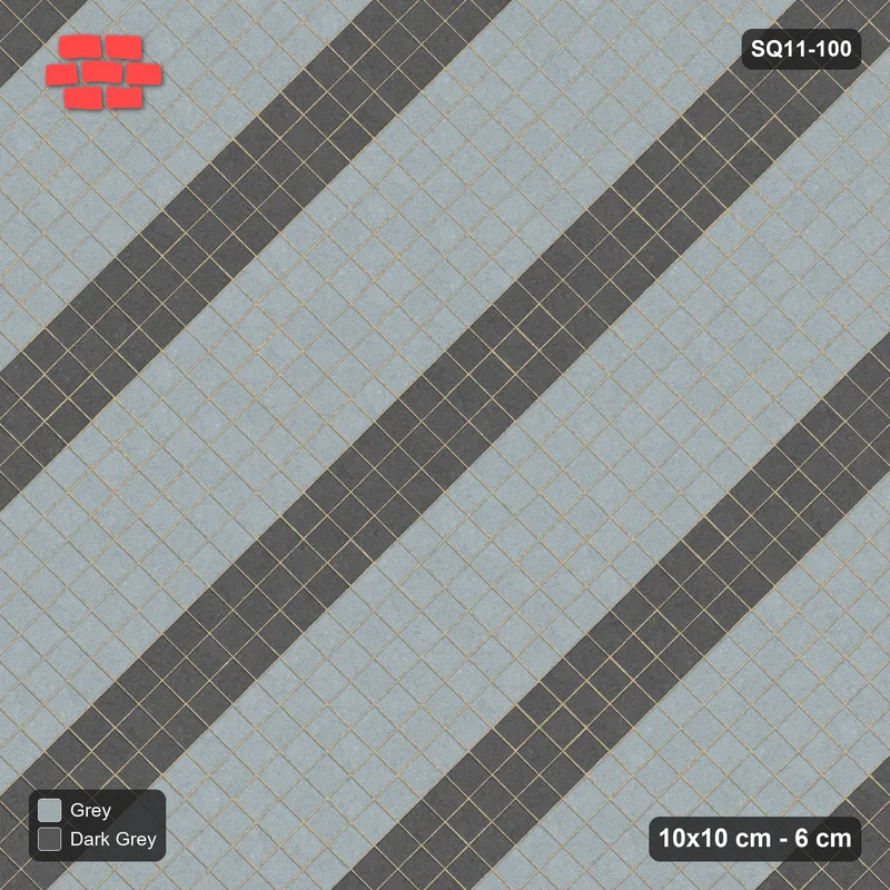 Interlock (Pasco) 10x10 cm · SQ11-100 · Diagonal Course Stripes · Top view