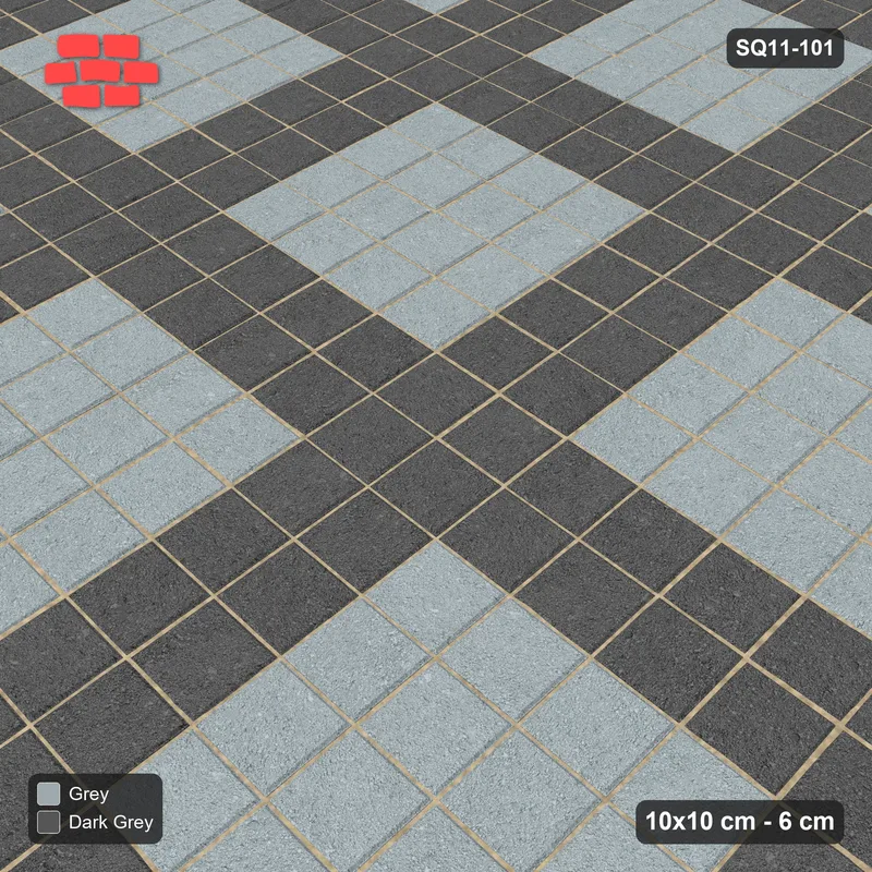 Interlock (Pasco) 10x10 cm · SQ11-101 · Plaza Grid Every 3 Cells · Side view