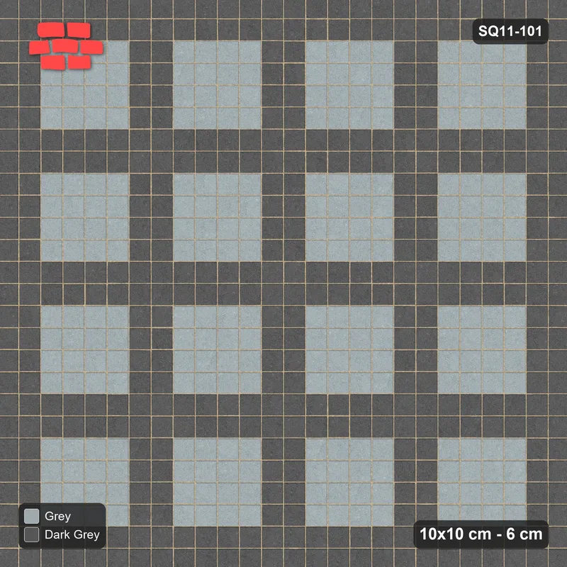 Interlock (Pasco) 10x10 cm · SQ11-101 · Plaza Grid Every 3 Cells · Top view