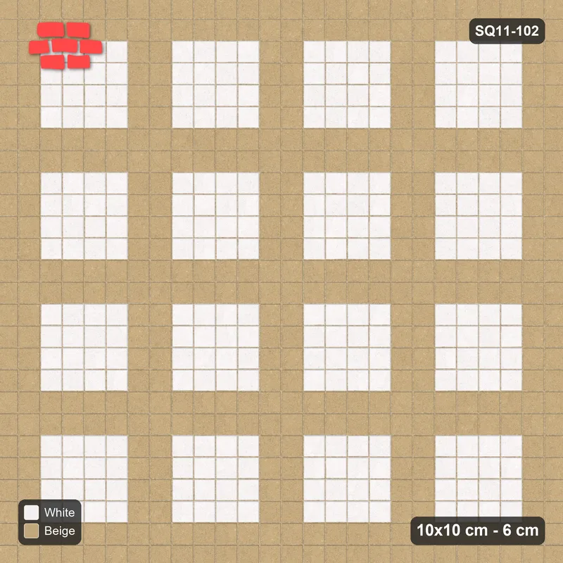 Interlock (Pasco) 10x10 cm · SQ11-102 · Plaza Grid Every 3 Cells · Top view