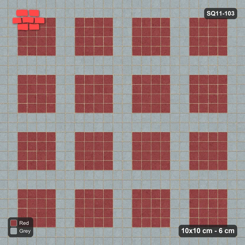 Interlock (Pasco) 10x10 cm · SQ11-103 · Plaza Grid Every 3 Cells · Top view
