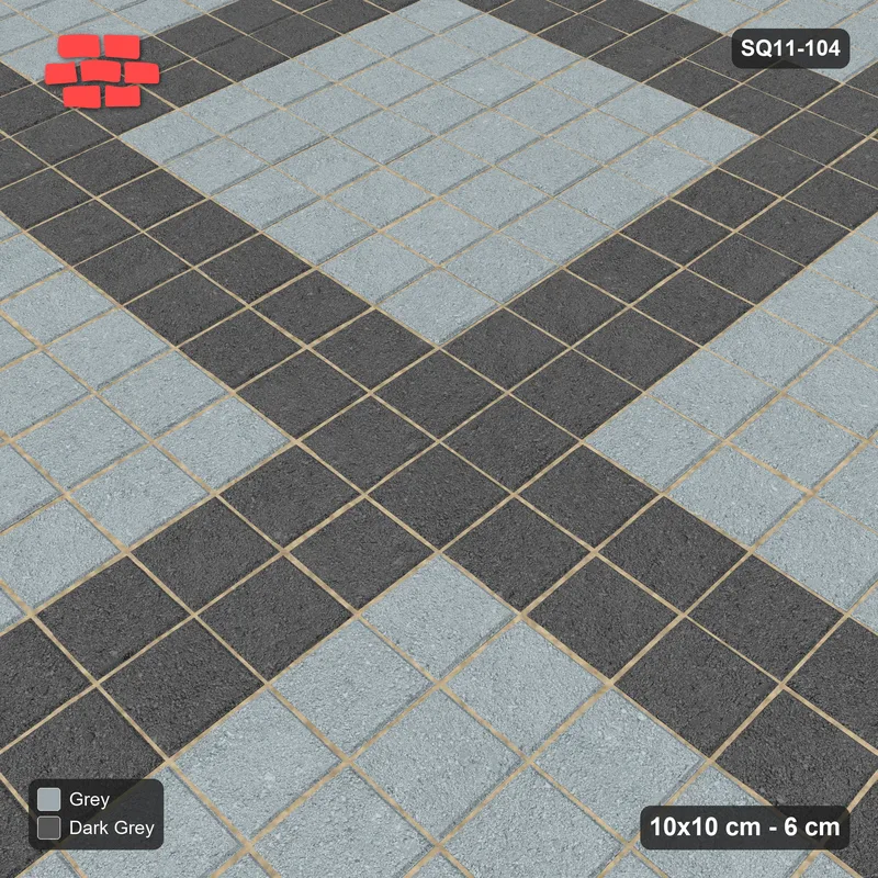 Interlock (Pasco) 10x10 cm · SQ11-104 · Plaza Grid Every 4 Cells · Side view