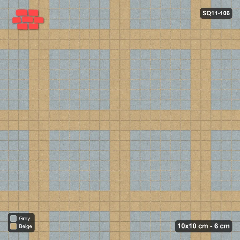 Interlock (Pasco) 10x10 cm · SQ11-106 · Plaza Grid Every 4 Cells · Top view