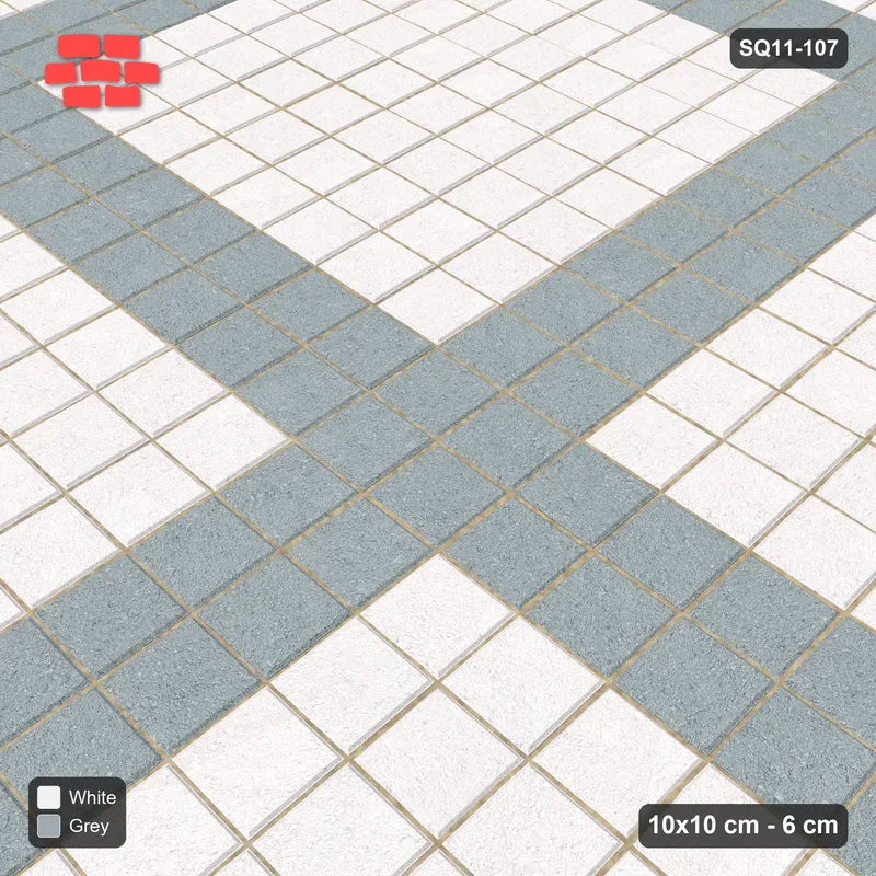 Interlock (Pasco) 10x10 cm · SQ11-107 · Plaza Grid Every 5 Cells · Side view