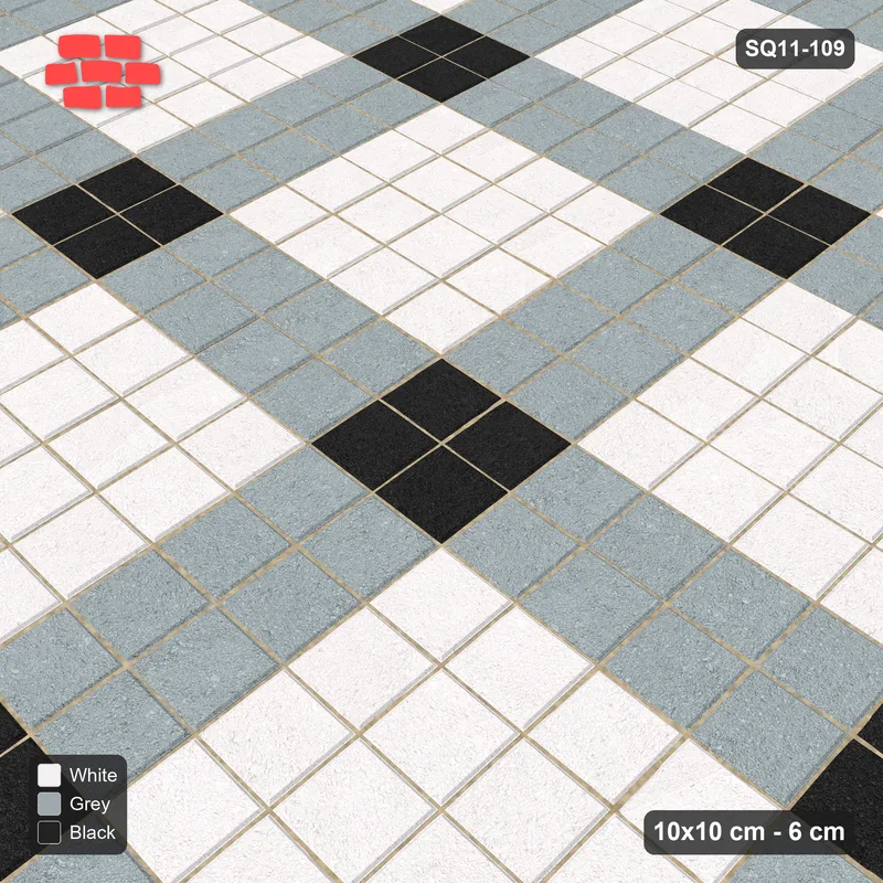 Interlock (Pasco) 10x10 cm · SQ11-109 · Plaza Grid with Corner Accents Every 3 · Side view