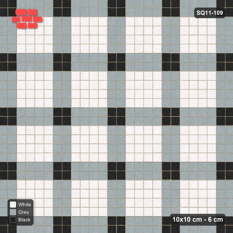 Interlock (Pasco) 10x10 cm · SQ11-109 · Plaza Grid with Corner Accents Every 3 · Top view