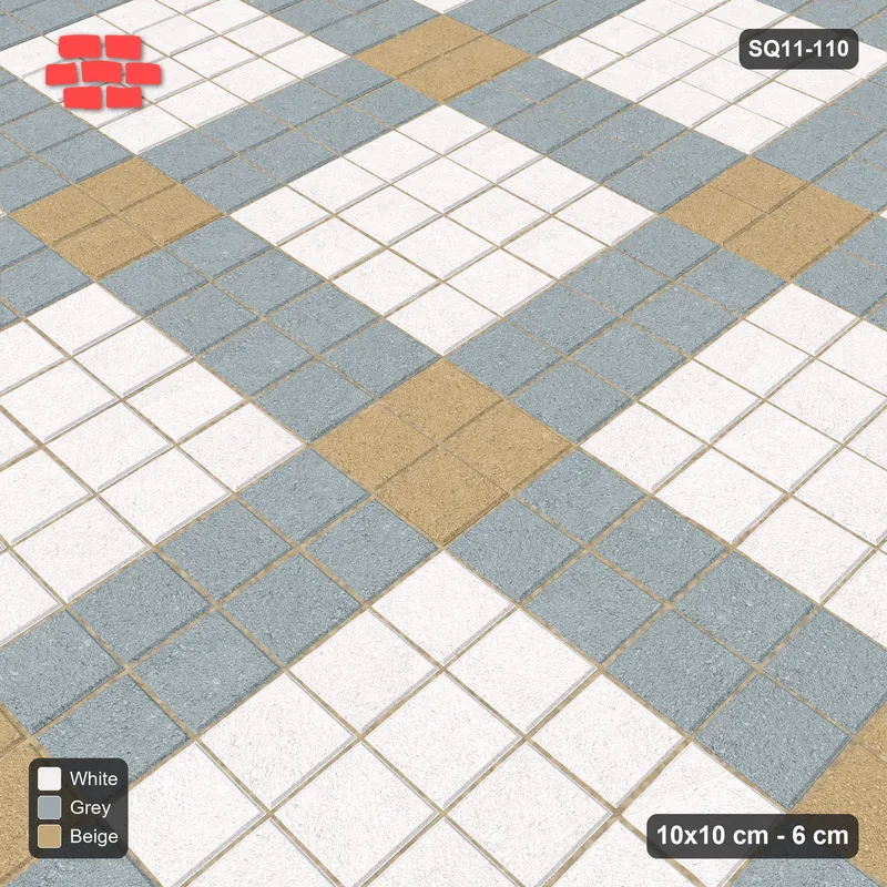 Interlock (Pasco) 10x10 cm · SQ11-110 · Plaza Grid with Corner Accents Every 3 · Side view