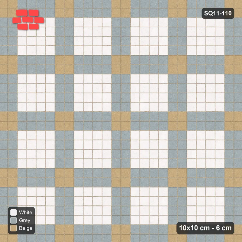 Interlock (Pasco) 10x10 cm · SQ11-110 · Plaza Grid with Corner Accents Every 3 · Top view