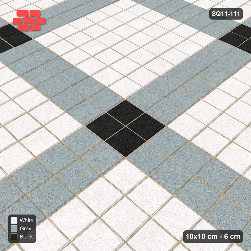 Interlock (Pasco) 10x10 cm · SQ11-111 · Plaza Grid with Corner Accents Every 4 · Side view