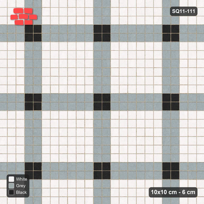 Interlock (Pasco) 10x10 cm · SQ11-111 · Plaza Grid with Corner Accents Every 4 · Top view