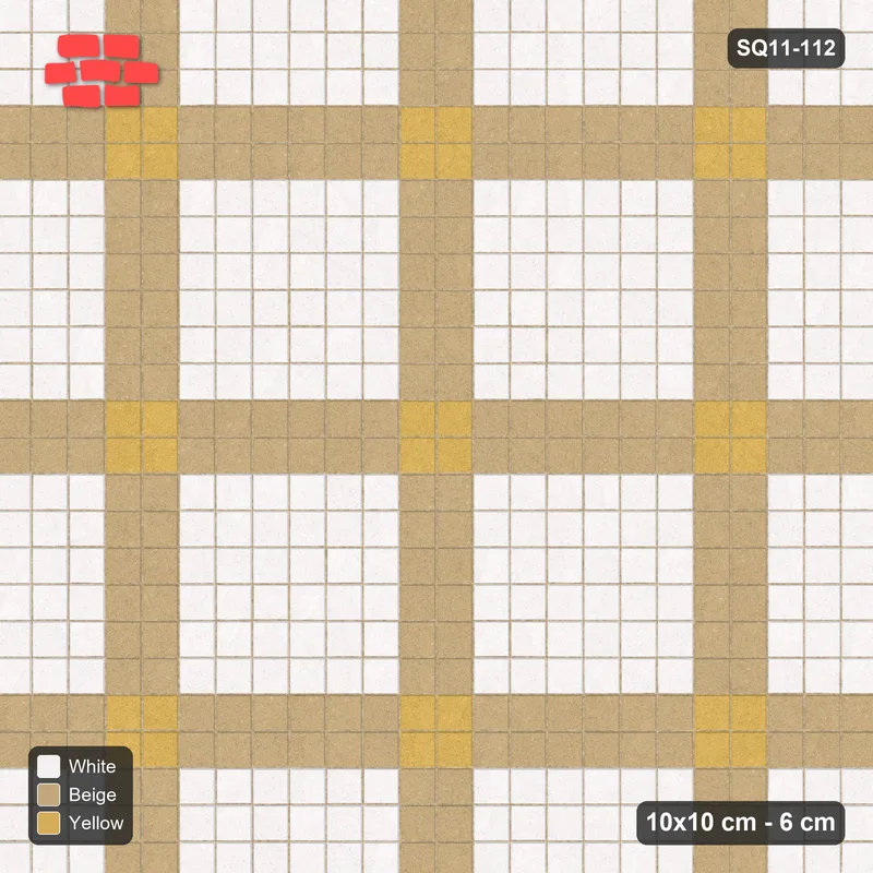Interlock (Pasco) 10x10 cm · SQ11-112 · Plaza Grid with Corner Accents Every 4 · Top view
