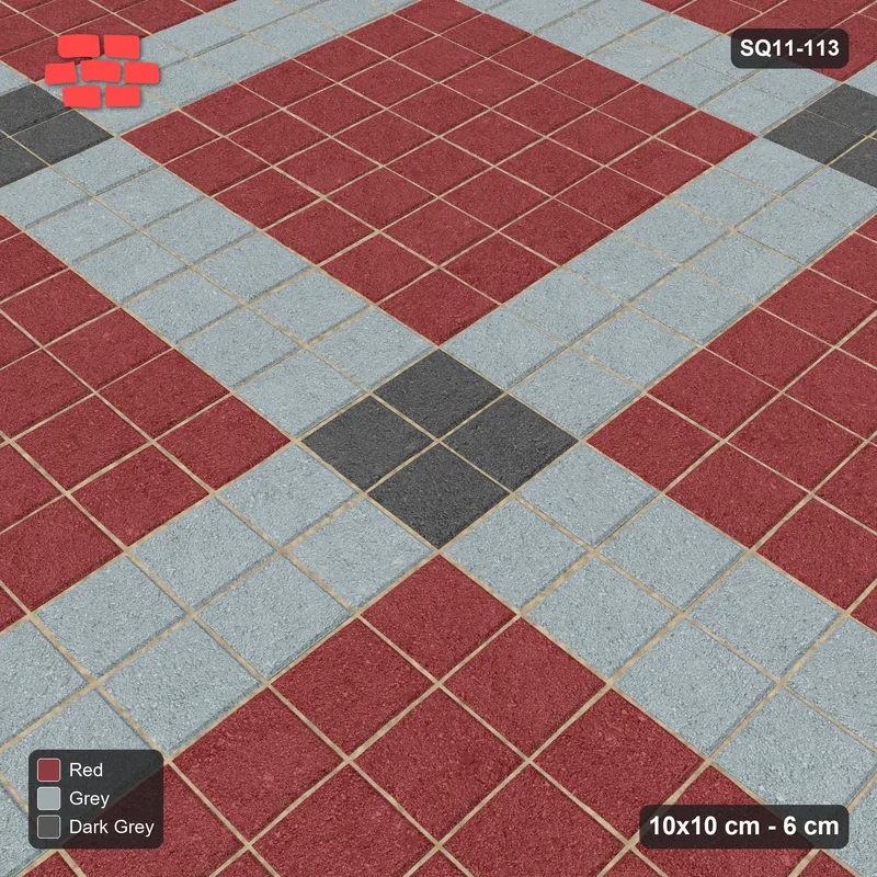 Interlock (Pasco) 10x10 cm · SQ11-113 · Plaza Grid with Corner Accents Every 4 · Side view