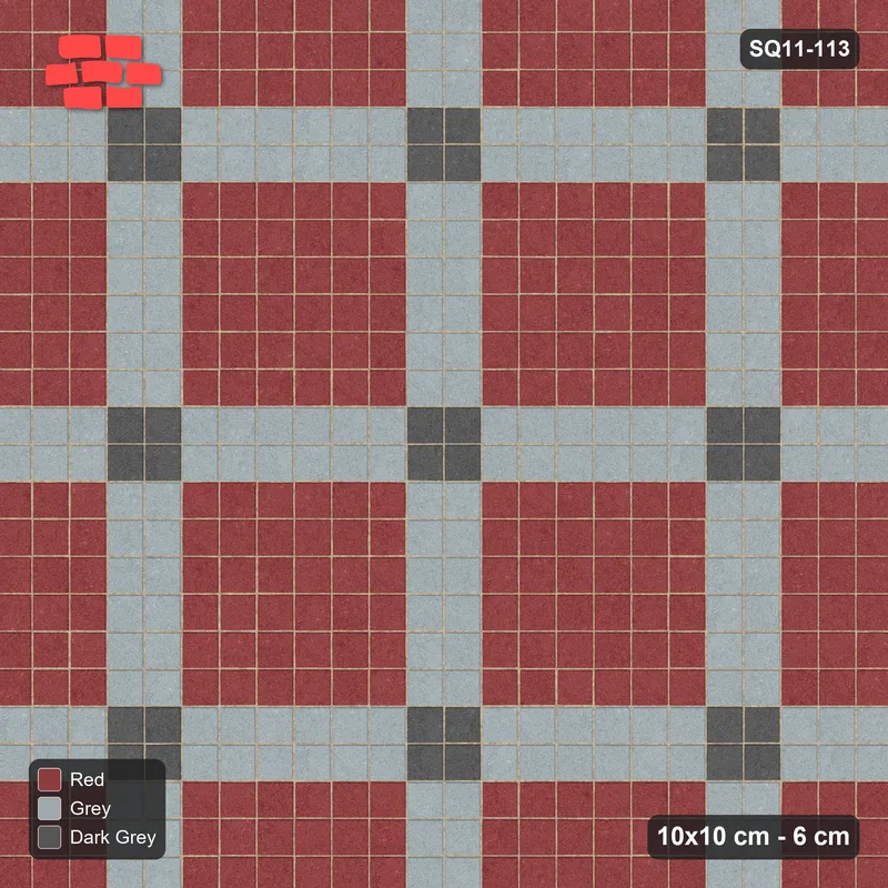 Interlock (Pasco) 10x10 cm · SQ11-113 · Plaza Grid with Corner Accents Every 4 · Top view