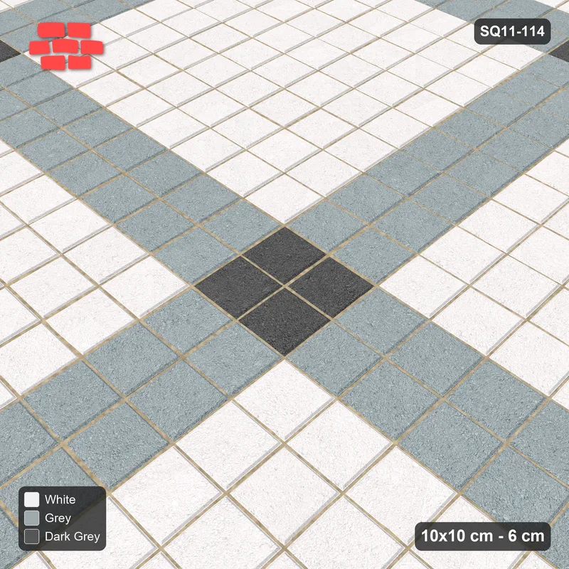 Interlock (Pasco) 10x10 cm · SQ11-114 · Plaza Grid with Corner Accents Every 5 · Side view