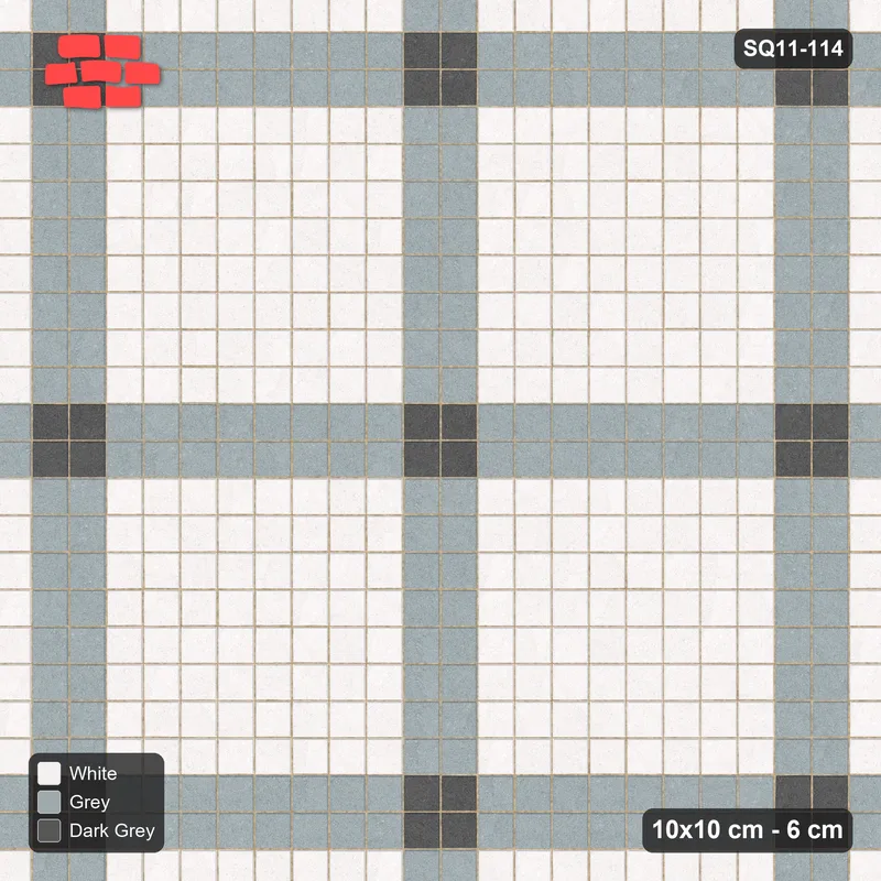 Interlock (Pasco) 10x10 cm · SQ11-114 · Plaza Grid with Corner Accents Every 5 · Top view