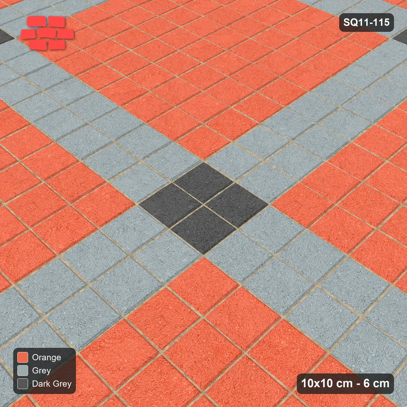Interlock (Pasco) 10x10 cm · SQ11-115 · Plaza Grid with Corner Accents Every 5 · Side view