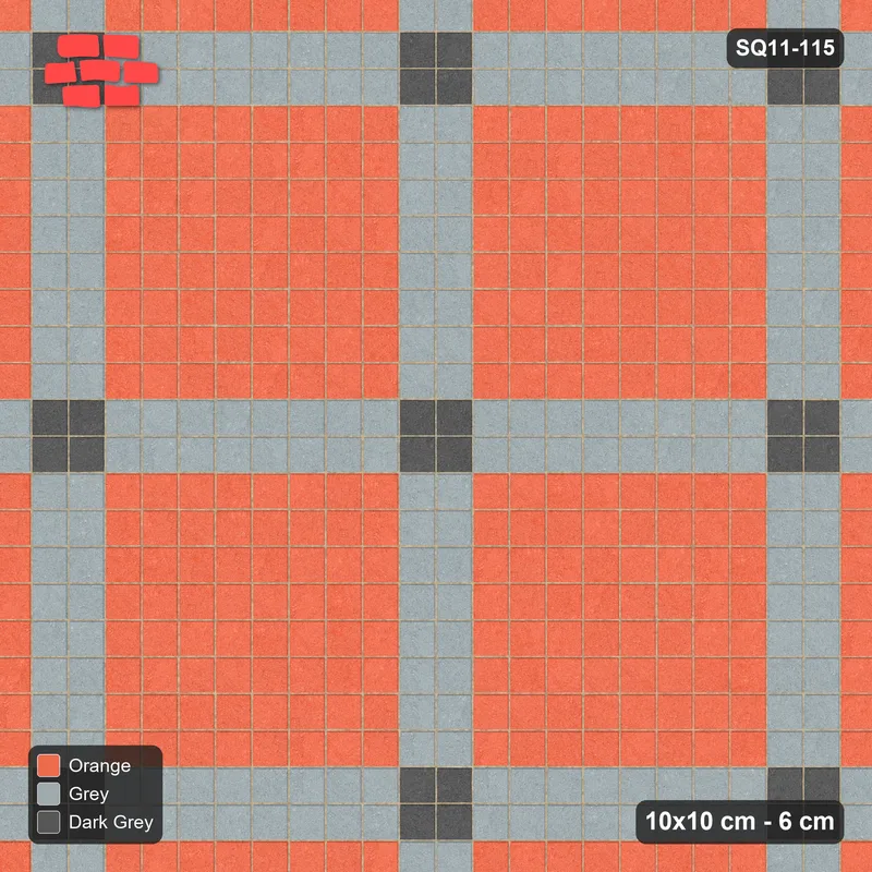 Interlock (Pasco) 10x10 cm · SQ11-115 · Plaza Grid with Corner Accents Every 5 · Top view