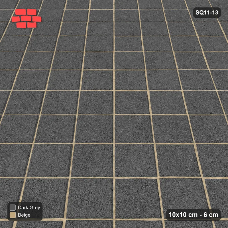 Interlock (Pasco) 10x10 cm · SQ11-13 · Diagonal Field in Kerb Frame · Side view