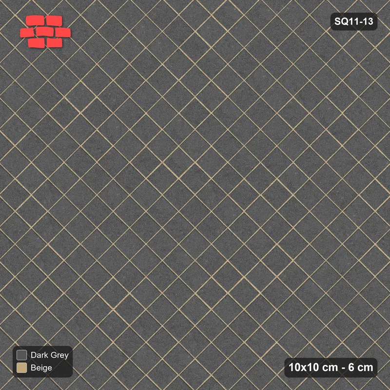 Interlock (Pasco) 10x10 cm · SQ11-13 · Diagonal Field in Kerb Frame · Top view