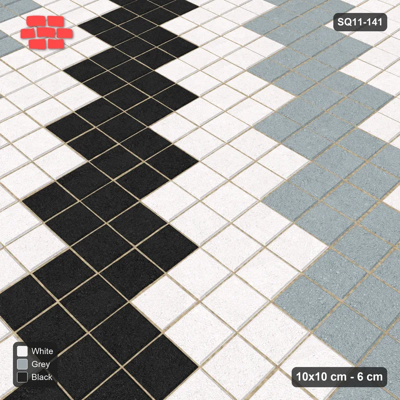 Interlock (Pasco) 10x10 cm · SQ11-141 · Tri-Colour Staircase Bands · Side view