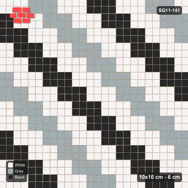 Interlock (Pasco) 10x10 cm · SQ11-141 · Tri-Colour Staircase Bands · Top view