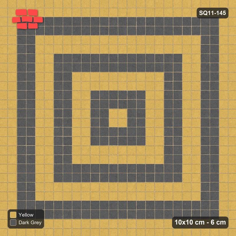 Interlock (Pasco) 10x10 cm · SQ11-145 · Concentric Square Rings · Top view