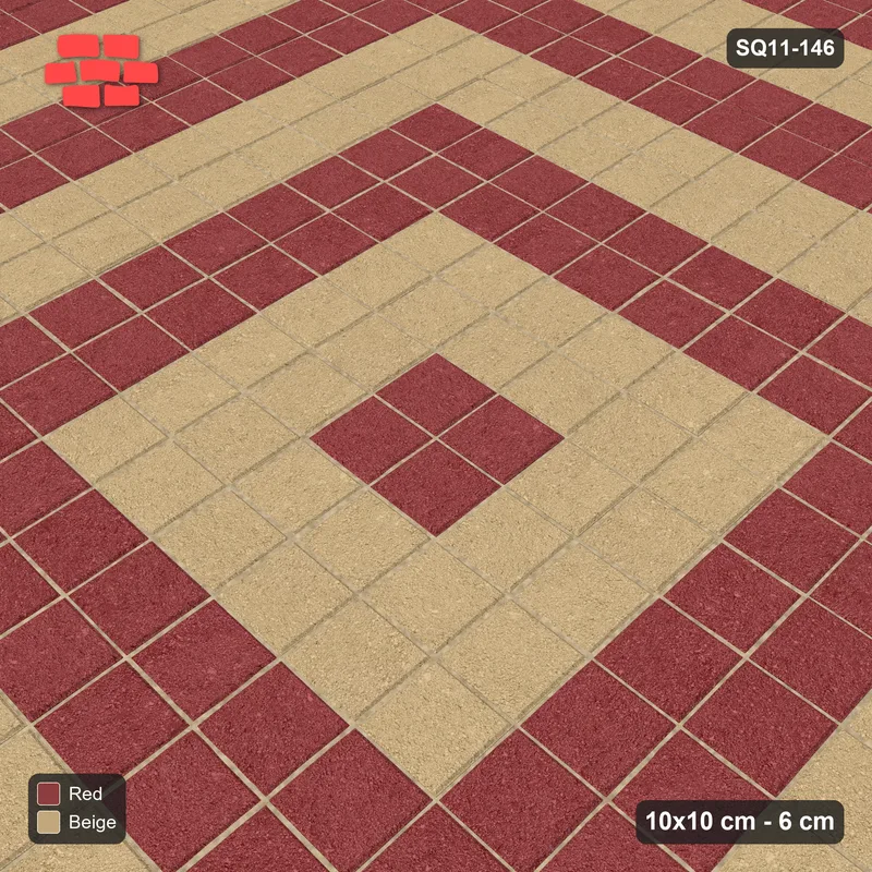 Interlock (Pasco) 10x10 cm · SQ11-146 · Concentric Square Rings · Side view