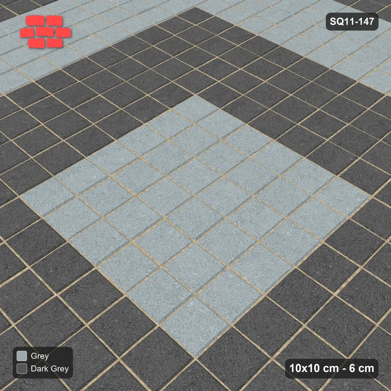 Interlock (Pasco) 10x10 cm · SQ11-147 · Concentric Square Rings · Side view