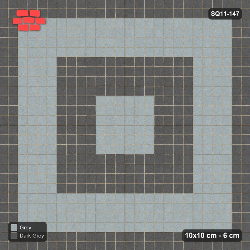 Interlock (Pasco) 10x10 cm · SQ11-147 · Concentric Square Rings · Top view