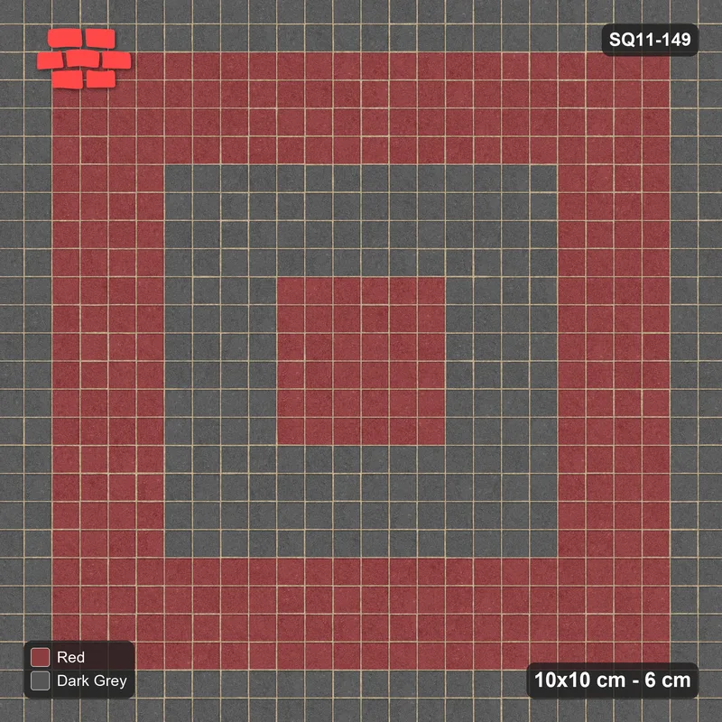 Interlock (Pasco) 10x10 cm · SQ11-149 · Concentric Square Rings · Top view