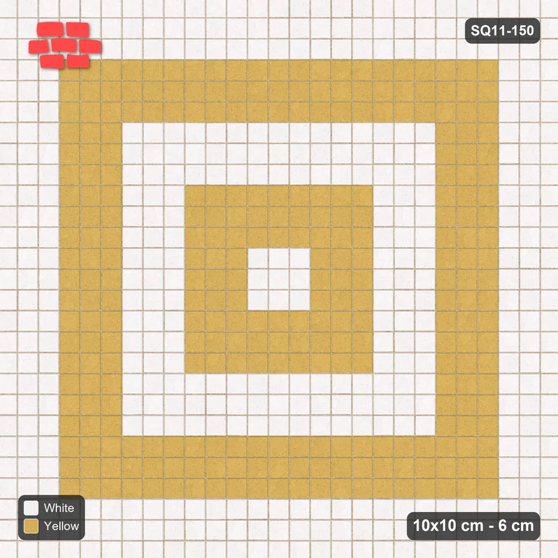 Interlock (Pasco) 10x10 cm · SQ11-150 · Concentric Square Rings · Top view