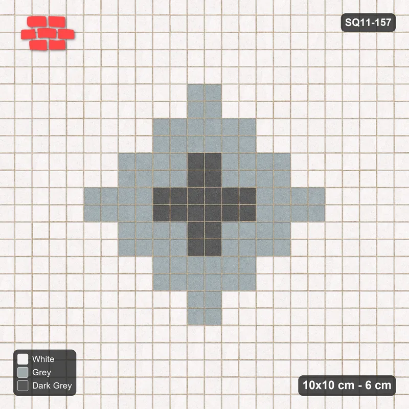 Interlock (Pasco) 10x10 cm · SQ11-157 · Central Diamond Medallion · Top view
