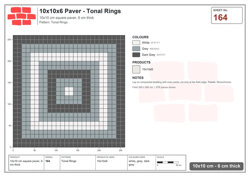 Interlock (Pasco) 10x10 cm · SQ11-164 · Tonal Rings · Laying plan Interlock (Pasco) 10x10 cm · SQ11-164 · Tonal Rings · Laying plan