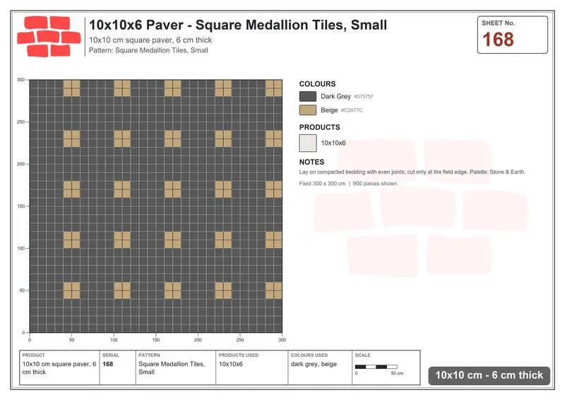 Interlock (Pasco) 10x10 cm · SQ11-168 · Square Medallion Tiles, Small · Laying plan Interlock (Pasco) 10x10 cm · SQ11-168 · Square Medallion Tiles, Small · Laying plan