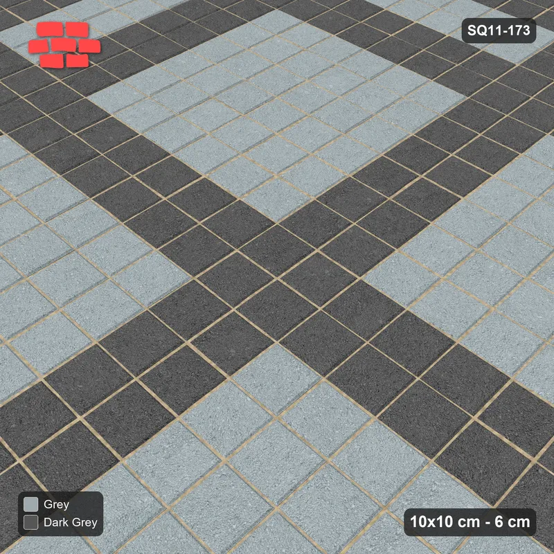 Interlock (Pasco) 10x10 cm · SQ11-173 · 20 cm Border with Plaza Grid Field · Side view