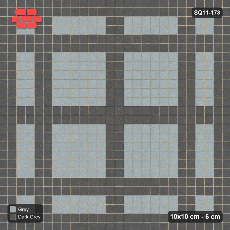 Interlock (Pasco) 10x10 cm · SQ11-173 · 20 cm Border with Plaza Grid Field · Top view