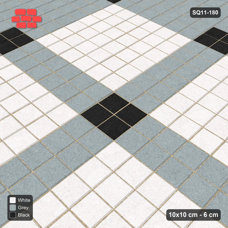 Interlock (Pasco) 10x10 cm · SQ11-180 · 40 cm Border with Corner-Accent Grid Field · Side view