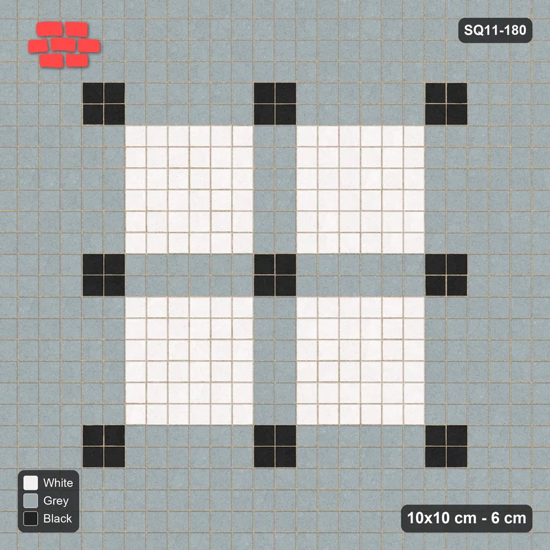 Interlock (Pasco) 10x10 cm · SQ11-180 · 40 cm Border with Corner-Accent Grid Field · Top view