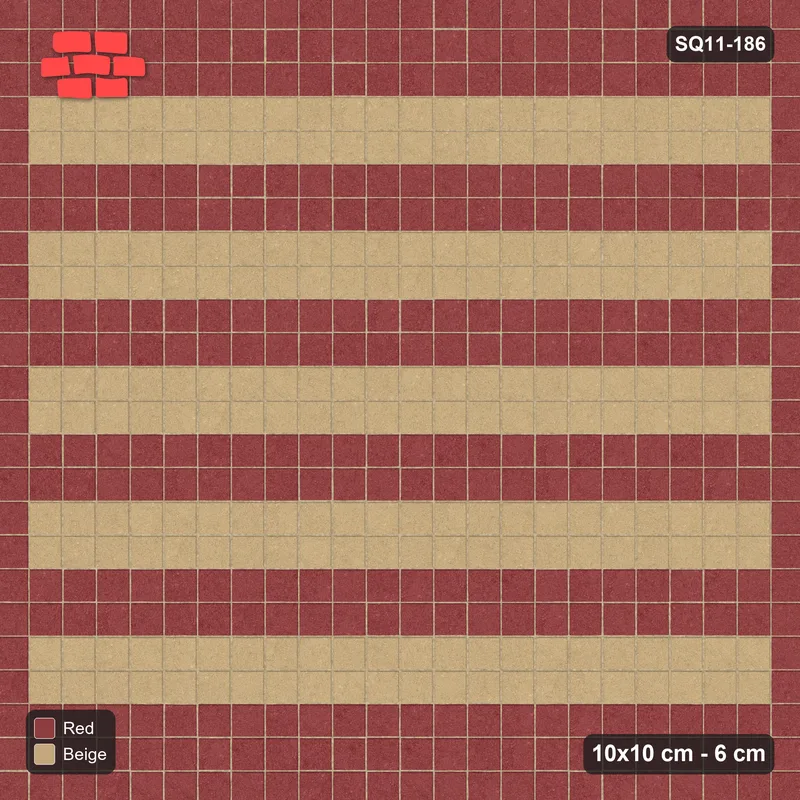 Interlock (Pasco) 10x10 cm · SQ11-186 · 10 cm Border with Course Stripes Field · Top view