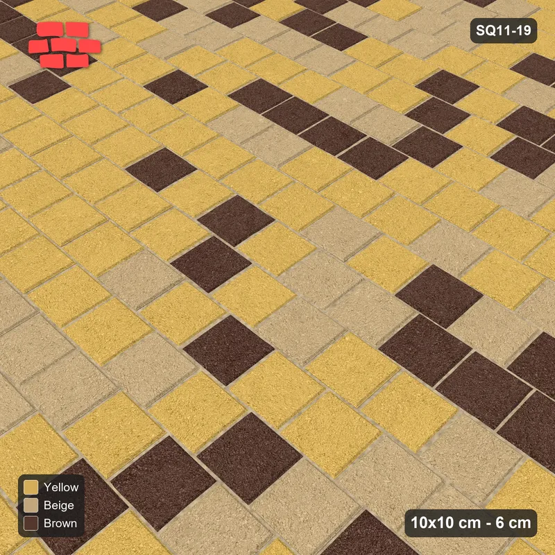 Interlock (Pasco) 10x10 cm · SQ11-19 · Tonal Blend Running Bond · Side view