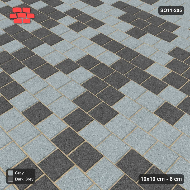 Interlock (Pasco) 10x10 cm · SQ11-205 · Running Bond Tonal Blend · Side view