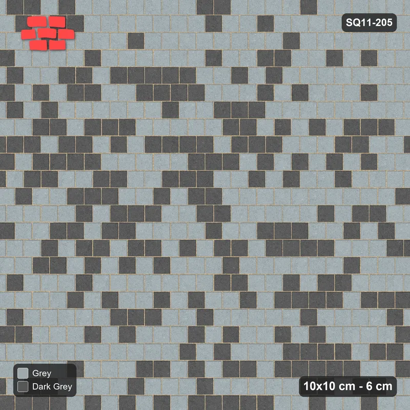 Interlock (Pasco) 10x10 cm · SQ11-205 · Running Bond Tonal Blend · Top view