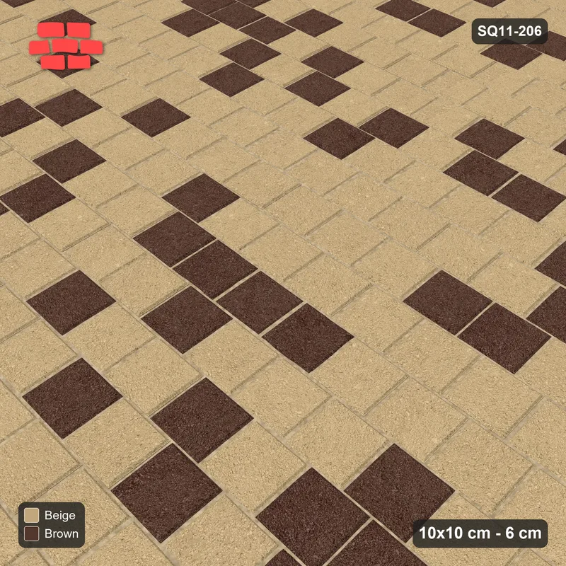Interlock (Pasco) 10x10 cm · SQ11-206 · Running Bond Tonal Blend · Side view