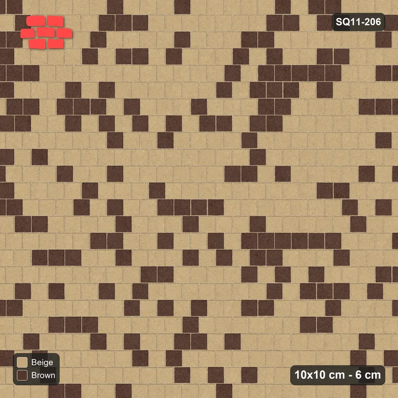 Interlock (Pasco) 10x10 cm · SQ11-206 · Running Bond Tonal Blend · Top view