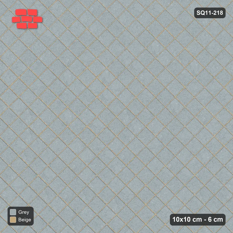 Interlock (Pasco) 10x10 cm · SQ11-218 · Diagonal Stack in Kerb Frame · Top view