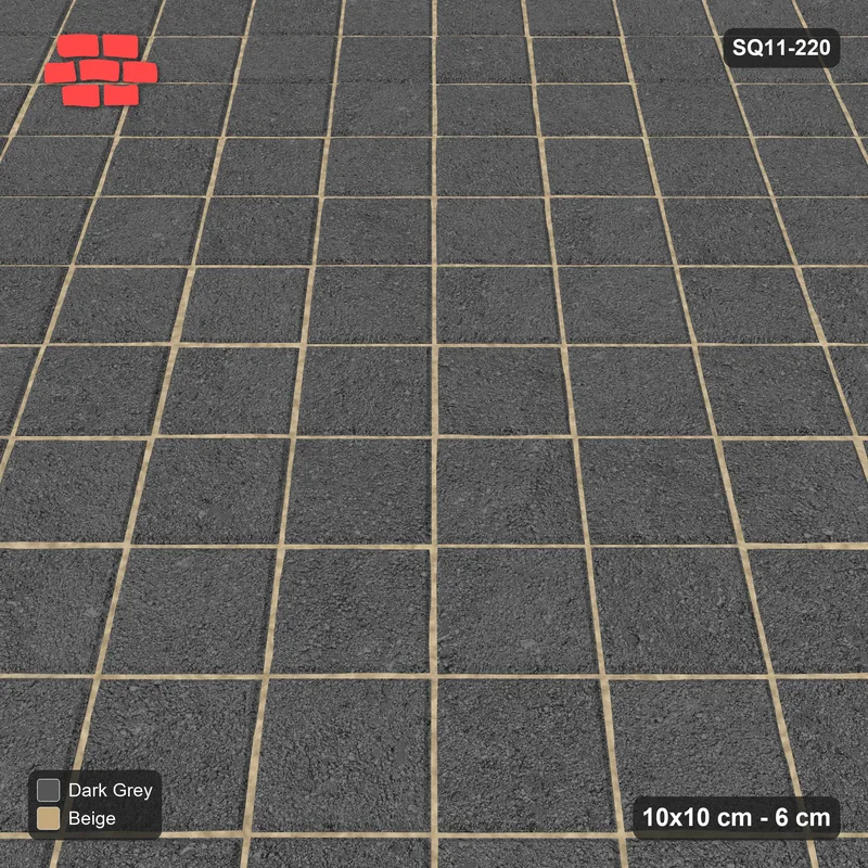 Interlock (Pasco) 10x10 cm · SQ11-220 · Diagonal Stack in Kerb Frame · Side view