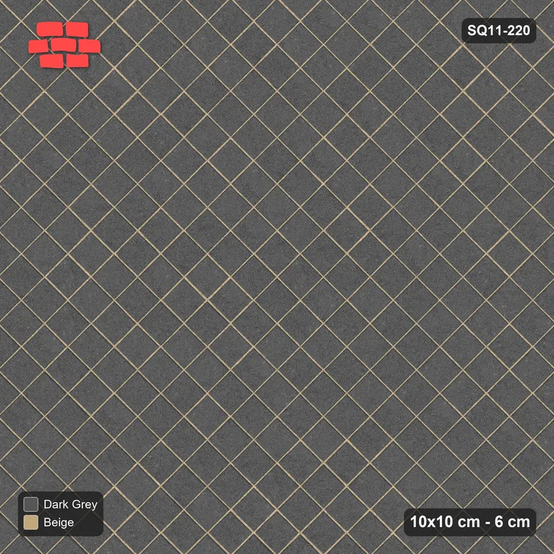 Interlock (Pasco) 10x10 cm · SQ11-220 · Diagonal Stack in Kerb Frame · Top view