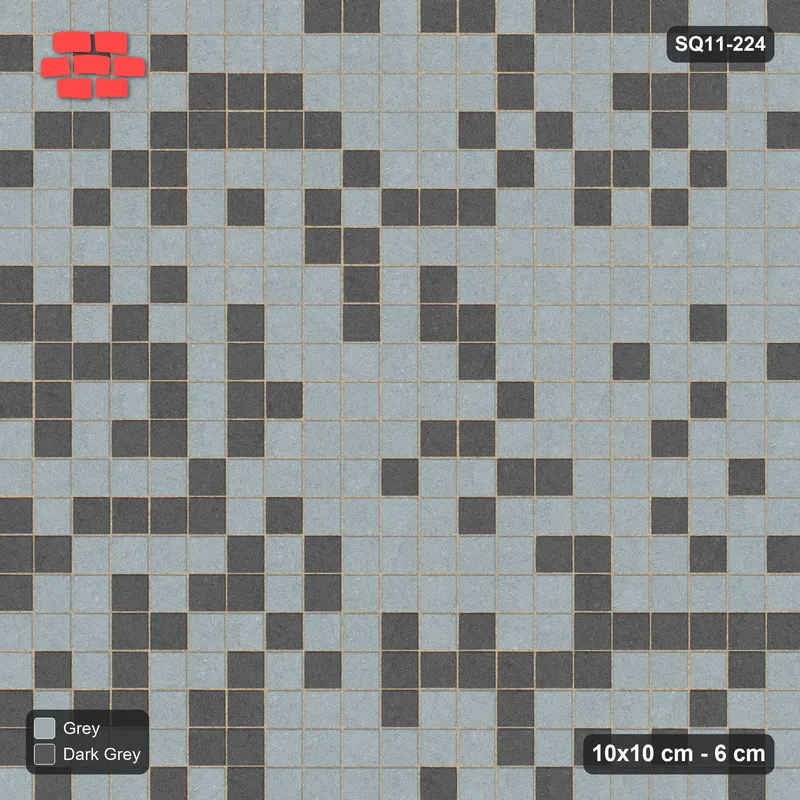 Interlock (Pasco) 10x10 cm · SQ11-224 · Stack Bond Tonal Blend · Top view