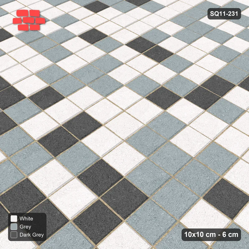 Interlock (Pasco) 10x10 cm · SQ11-231 · Stack Bond Three-Tone Blend · Side view