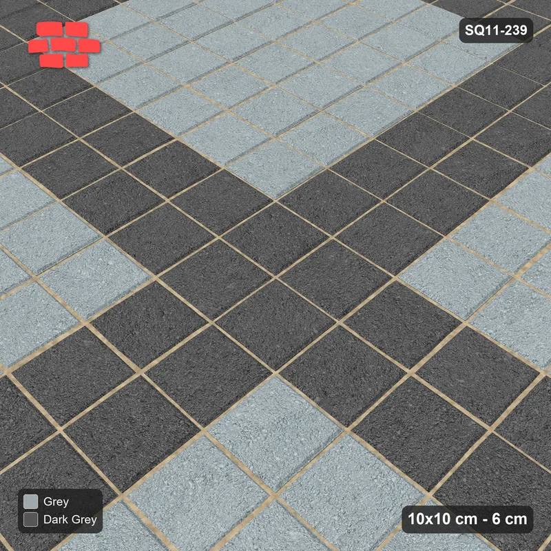 Interlock (Pasco) 10x10 cm · SQ11-239 · Plaza Grid in Kerb Frame · Side view